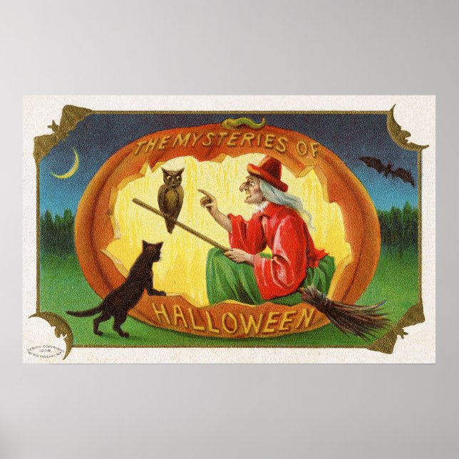 Vintages Halloween-Katzendekor Poster (Vorne)