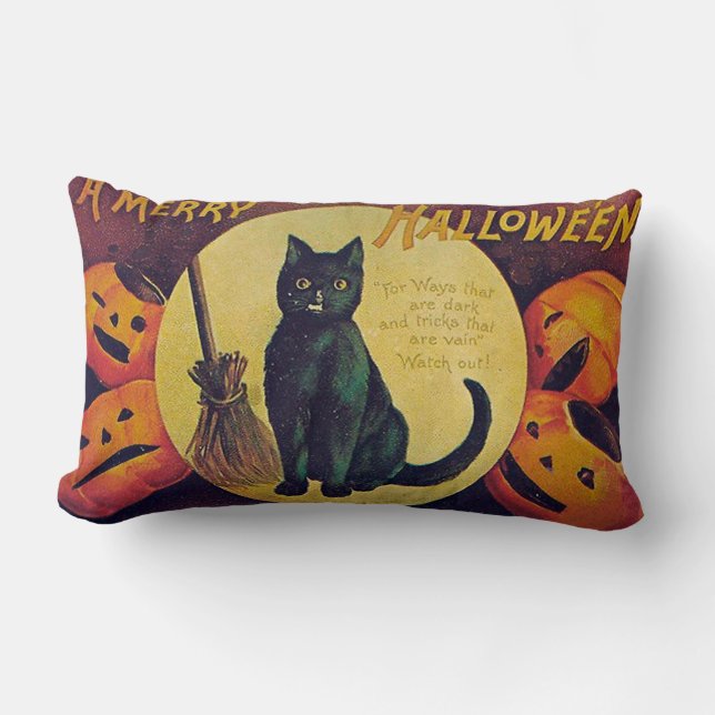 Vintages Halloween-Katzenwirbel Lendenkissen (Vorderseite)