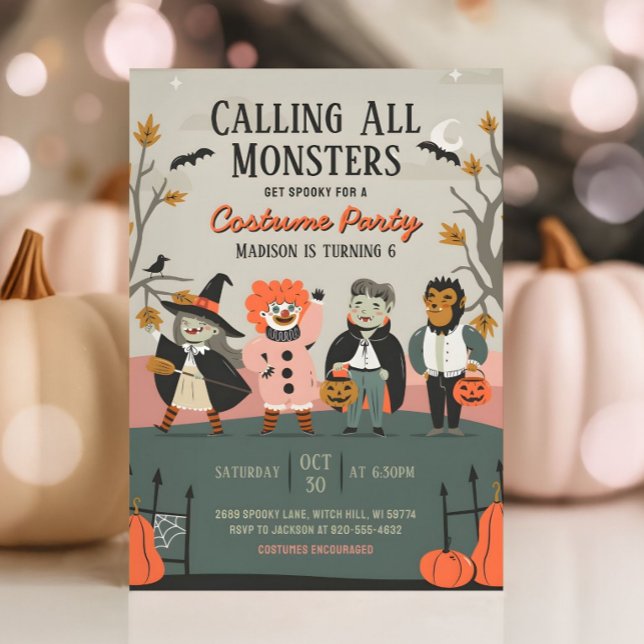 Vintages Halloween-Kinderkostüm-Party Einladung (Von Creator hochgeladen)