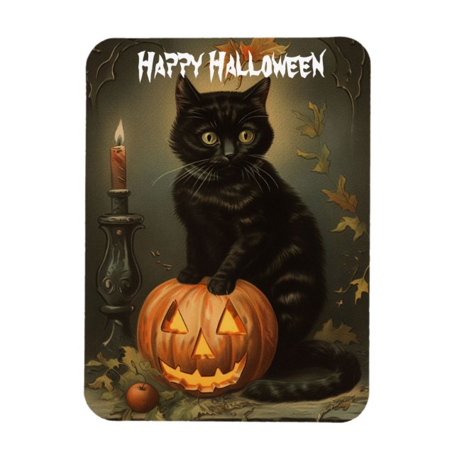 Vintages Halloween Kitten Flexible Magnet (Vertikal)
