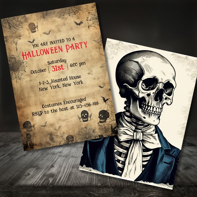 Vintages Halloween-Kostüm-Party Einladung (Adult Vintage Halloween Party Invitation)