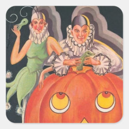 Vintages Halloween-KostümParty Quadratischer Aufkleber