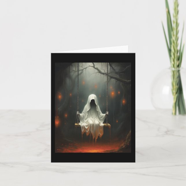 Vintages Halloween-Kostümschaukeln Karte (Vorderseite)
