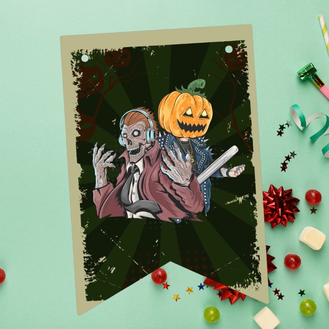 Vintages Halloween-Kostümthema Geburtstagsparty Wimpelkette (Von Creator hochgeladen)