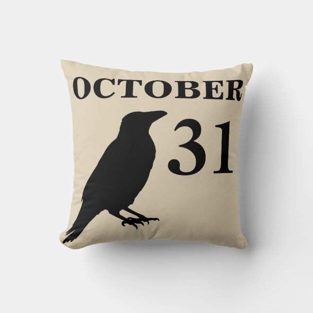 Vintages Halloween-Krähenkissen Kissen (Vorderseite)