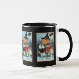 Vintages Halloween-Kürbis-Hexe-Mädchen Tasse
