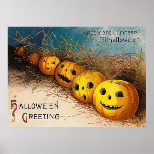 Vintages Halloween-Kürbis-Holiday-Dekor Poster