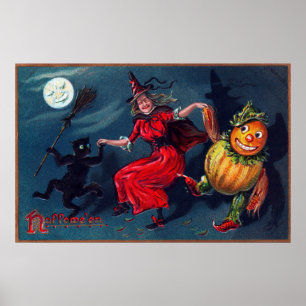 Vintages Halloween-Kürbisposter Poster