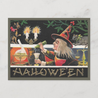 Vintages Halloween-Mixing-Zaubertrank Postkarte