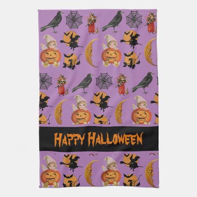 Vintages Halloween-Muster dekorative Küche Geschirrtuch (Vertikal)