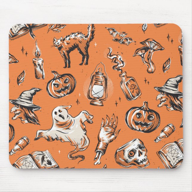 Vintages Halloween-Muster Mousepad (Vorne)