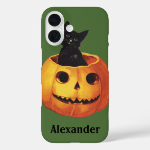 Vintages Halloween, Niedliche Schwarze Katze in ei iPhone 16 Hülle