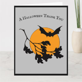 Vintages Halloween-Orange-Moon-Fliegenboot Dankeskarte