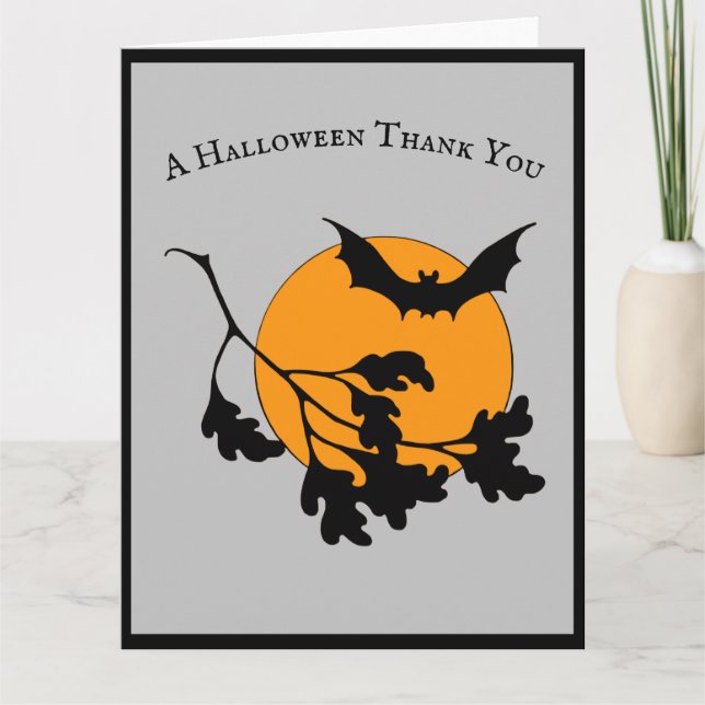 Vintages Halloween-Orange-Moon-Fliegenboot Dankeskarte (Vorderseite)