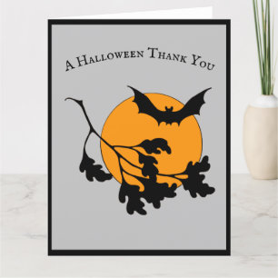Vintages Halloween-Orange-Moon-Fliegenboot Dankeskarte
