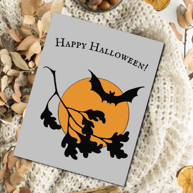 Vintages Halloween-Orange-Moon-Fliegenboot Postkarte (Von Creator hochgeladen)