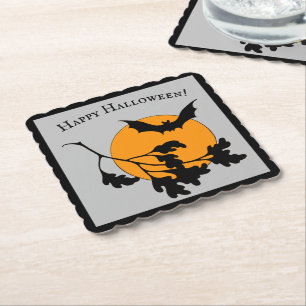 Vintages Halloween-Orange-Moon-Fliegenboot Untersetzer