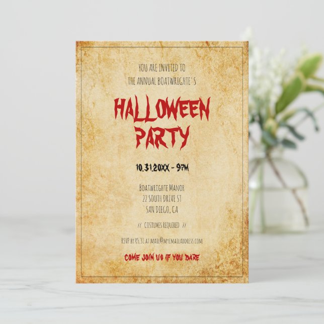 Vintages Halloween-Party Einladung (Stehend Vorderseite)