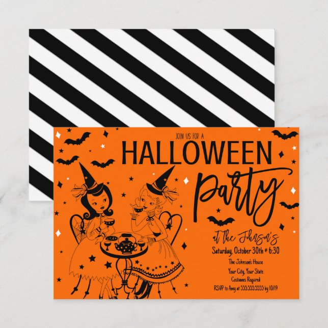 Vintages Halloween-Party Einladung (Vorne/Hinten)