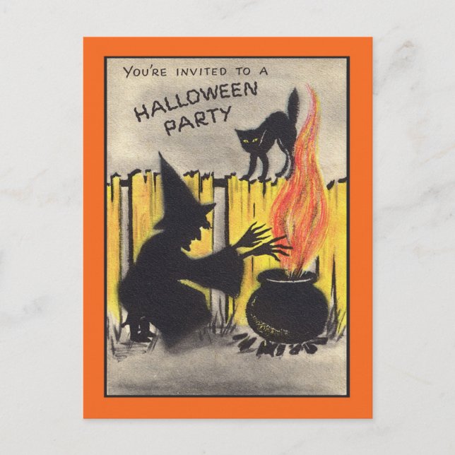 Vintages Halloween-Party Einladung Postkarte (Vorderseite)