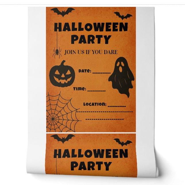 Vintages Halloween-Party Einladung | Spooky Icons Tapete (Abrollen)