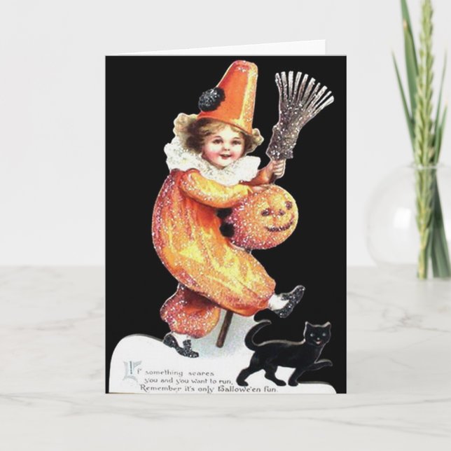 Vintages Halloween-Party Karte (Vorderseite)