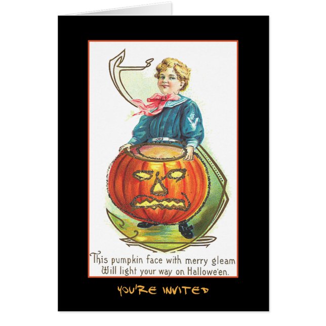 Vintages Halloween-Party mit blutigem Text einlade (Vorne)