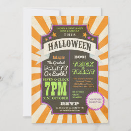 Vintages Halloween-Party Orange Karneval laden Einladung