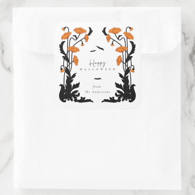 Vintages Halloween-Party Quadratischer Aufkleber (Tasche)