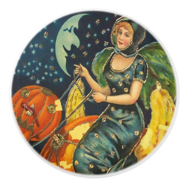 Vintages Halloween-Poster Keramikknauf (Vorderseite)