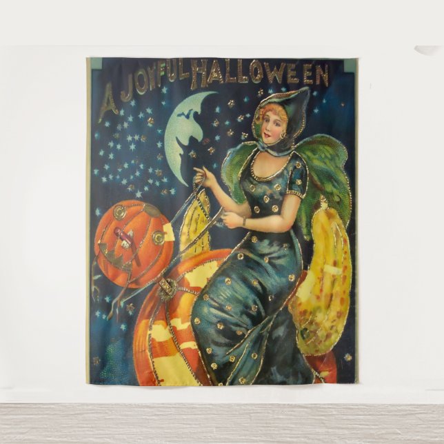Vintages Halloween-Poster Wandteppich (Vorderseite)