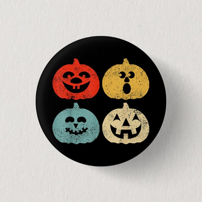 Vintages Halloween Pumpkin Funny Retro-Geschenk Button (Vorderseite)