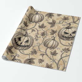 Vintages Halloween Pumpkin Vine-Muster Geschenkpapier