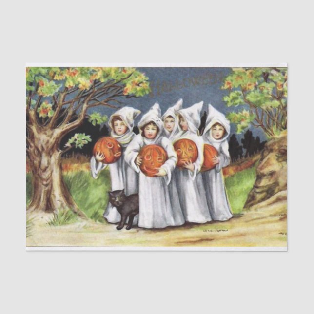 Vintages Halloween scherzt Partygewebe Seidenpapier (Vorderseite)