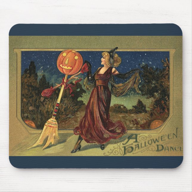 Vintages Halloween, schöne Tanzhexe Mousepad (Vorne)