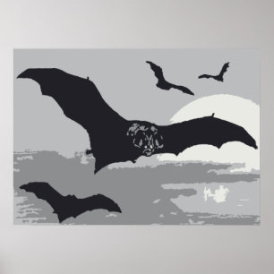 Vintages Halloween-Schwarze Fledermäuse Poster