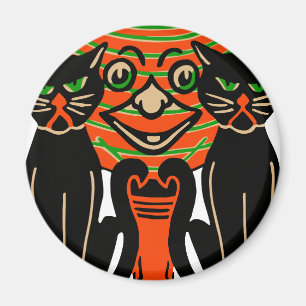 Vintages Halloween-Schwarze Katzen 1940 Magnet