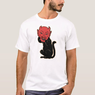 Vintages Halloween - schwarze Katzen-Teufel T-Shirt
