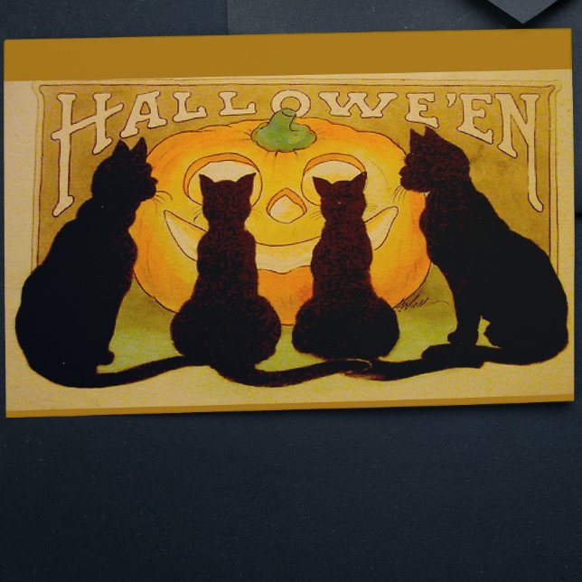 Vintages Halloween Schwarze Katzen und Jack O'Lant Postkarte (Von Creator hochgeladen)