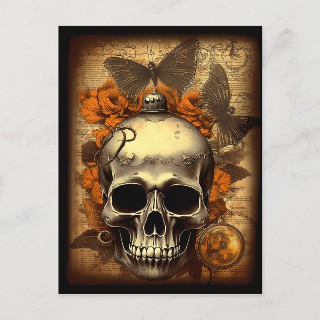 Vintages Halloween-Shabby Spooky-Dekoupage Postkarte (Vorderseite)