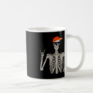 Vintages Halloween Skeleton Rock On Hand Skelett m Kaffeetasse
