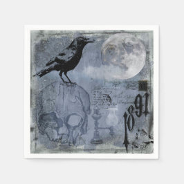 Vintages Halloween-Skull und Crow-Dekoupage Serviette