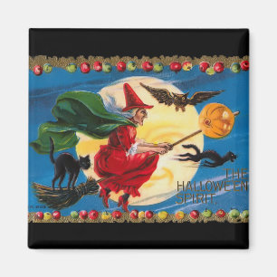 Vintages Halloween Spirit Hexenmagnet Magnet