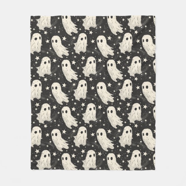 Vintages Halloween Spooky Ghosts & Stars Pattern Fleecedecke (Vorderseite)
