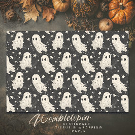 Vintages Halloween Spooky Ghosts & Stars Pattern Seidenpapier