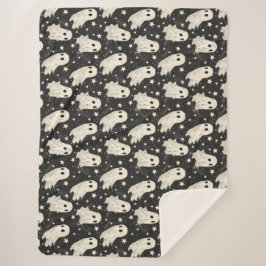 Vintages Halloween Spooky Ghosts & Stars Pattern Sherpadecke