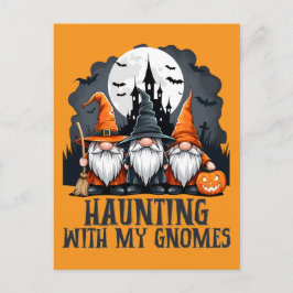 Vintages Halloween Spuk Haus Hexe Gnome Orange Postkarte
