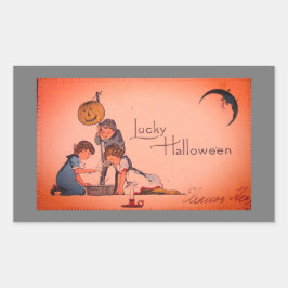 VINTAGES HALLOWEEN STICKER-REKTANGEL RECHTECKIGER AUFKLEBER