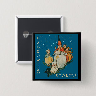 Vintages Halloween Storytime Kleine Hexenkatze Button