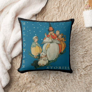 Vintages Halloween Storytime Kleine Hexenkatze Kissen
